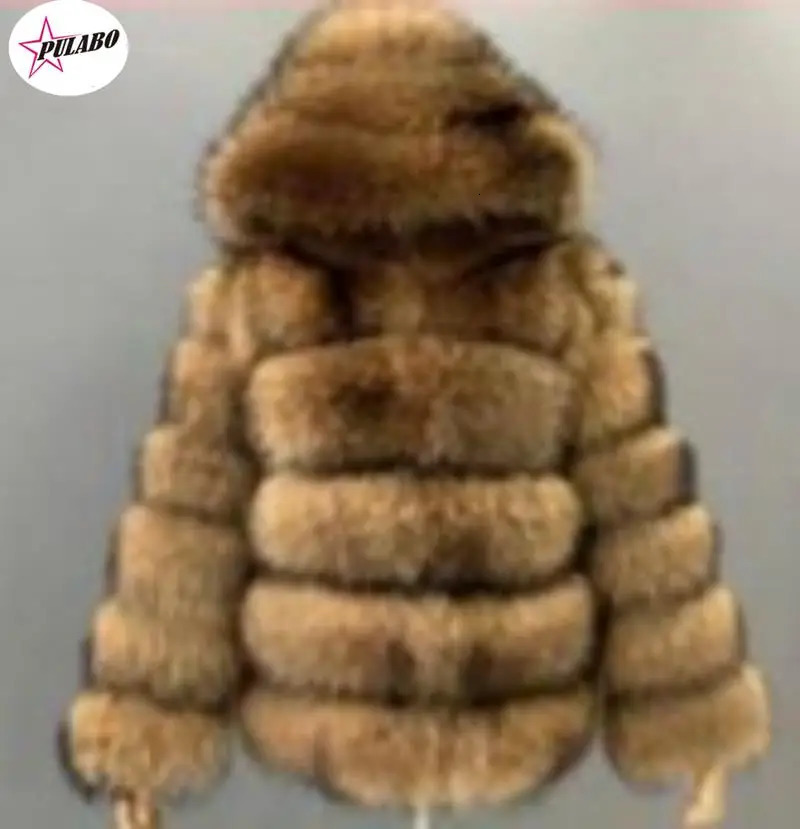 PULABO Womens Jacket Artificial Fur Coat Winter Womens Short Thick Fox Fur Coat Vest Raccoon Fake Fur Coat 241202