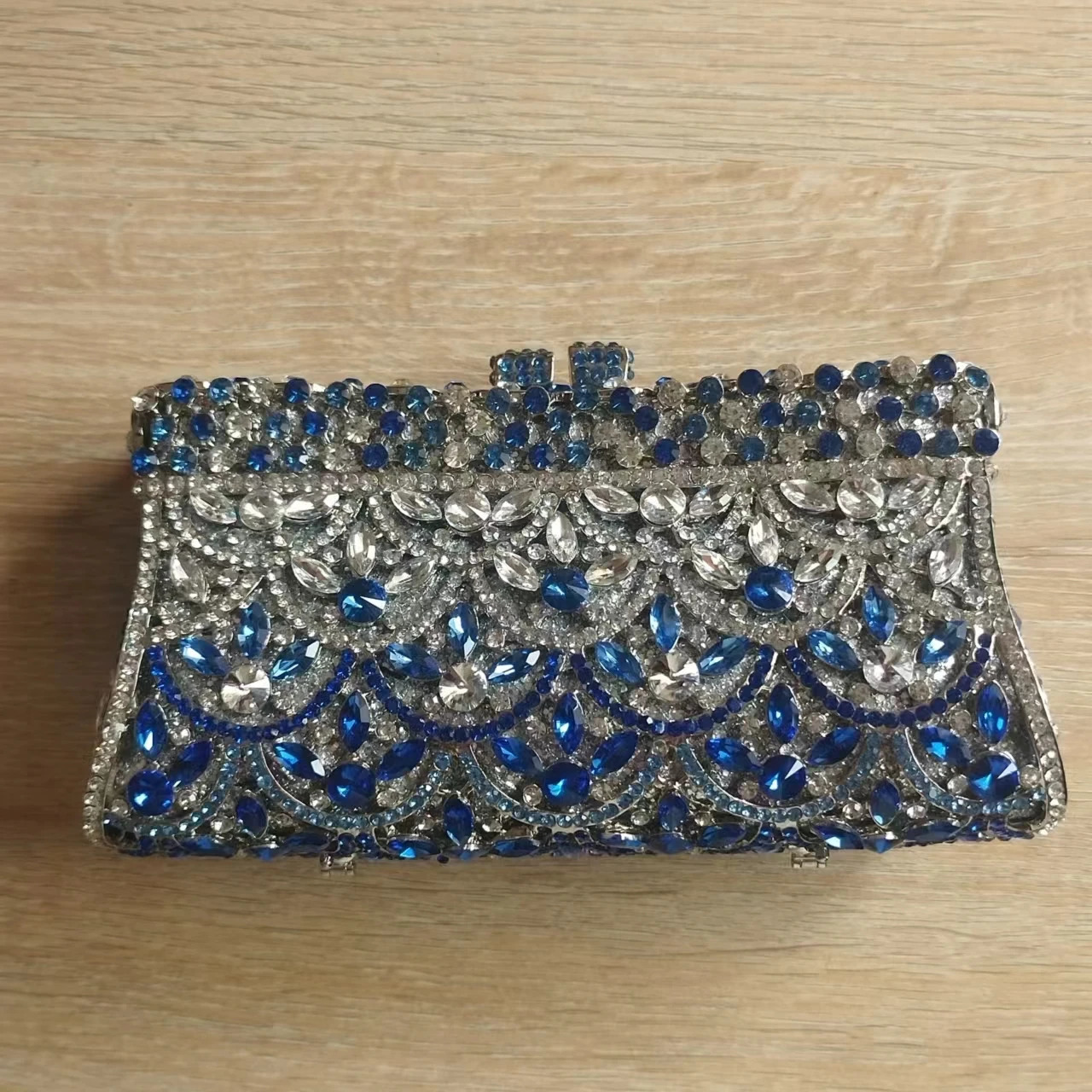 Women Blue Crystals Evening Clutch Bags Party Dinner Rhinestones Evening Clutches Handbags Ladies Fashion Gems Minaudiere Purse 241204