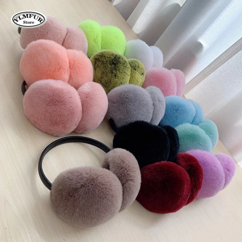 High quality womens earmuffs real rabbit fur pendant earmuffs warm winter earmuffs unisex earmuffs 241205