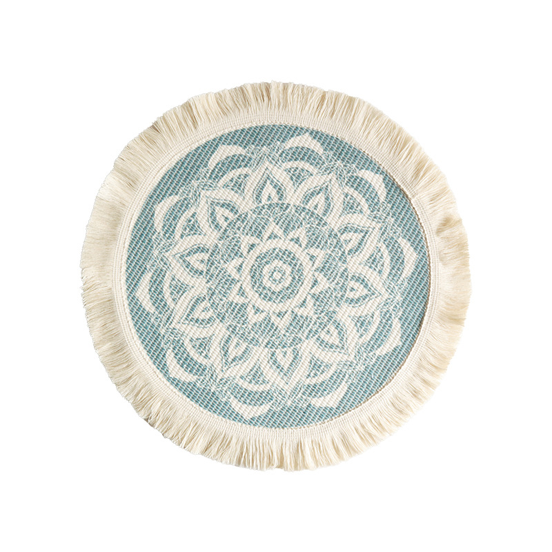 14cm Printed cotton placemats bohemian tassels printed placemats home insulation plates mats coasters