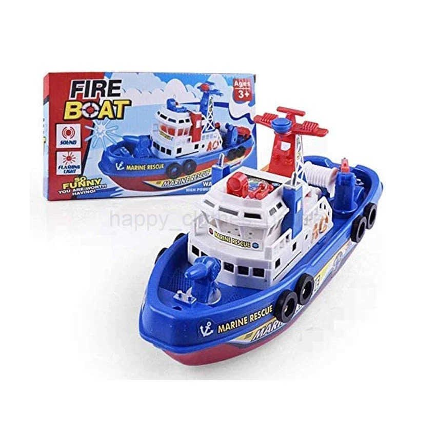 Electric Marine Rescue Boat Baby Toy Fire-fighting Boat Speedboat Toy with Light and Sound Light Up Toys for Kids SwimmingXJ241207