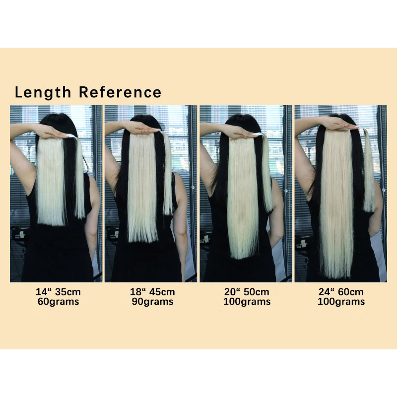 Ponytail Human Hair P18-613 Wrap Around Natural Real Hair Bonde Ponytail Hair Extension Straight pony tail hairpiece clips in 14 18 20 inch 100g