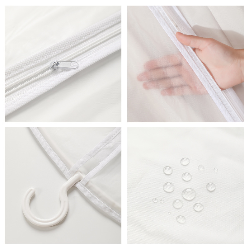 Home coat suit dust cover clothes dustproof and moisture-proof hanging storage bag thickened PEVA semi transparent hanging pocket