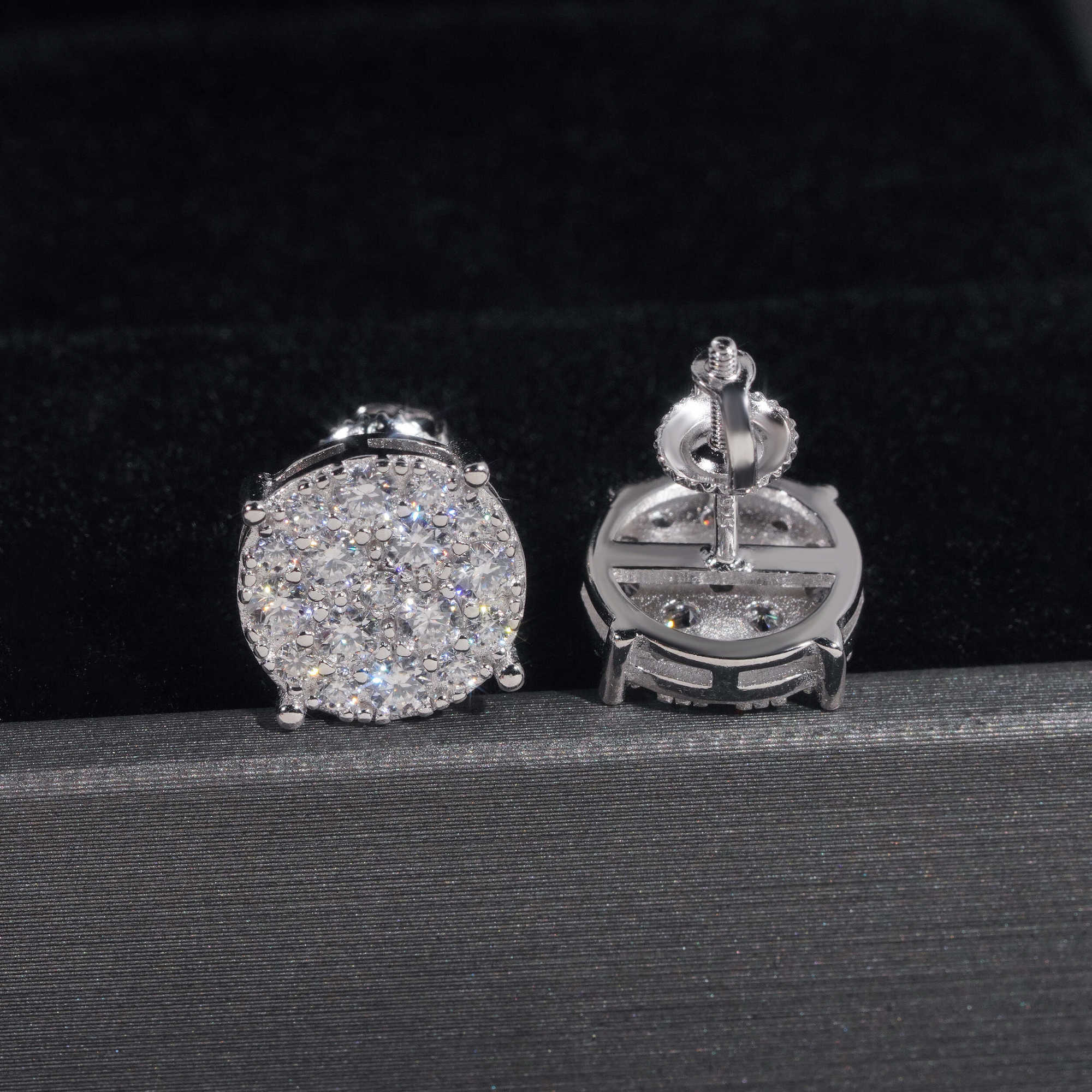 Pass Diamond Tester VVS Fully Moissanite Ear Stud 925 Sterling Silver Men Women Iced Out Moissanite Diamond Earrings