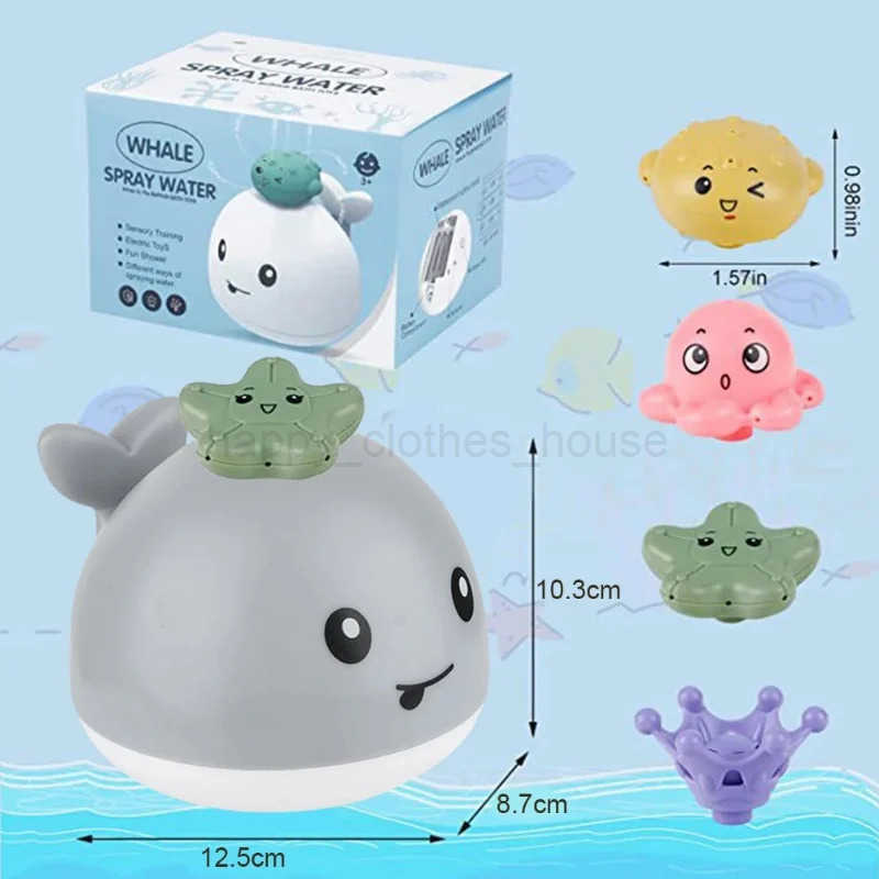 Baby Bath Toys Whale Electric Inductive Water Spray Ball with Light Bathroom Bathtub Swimming Toys for Toddler Infant ChildrenXJ241207