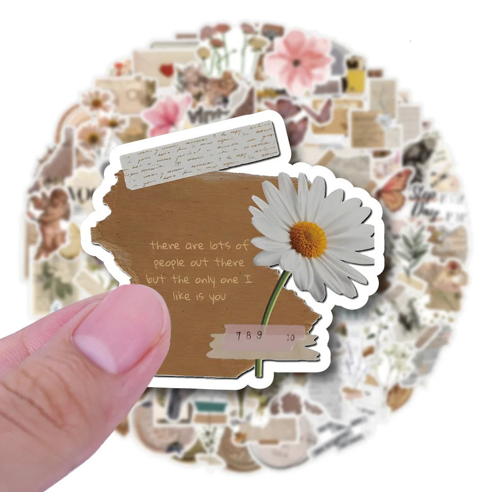 10/30/60/120 pieces of retro art flower butterfly aesthetic stickers retro stickers decoration laptops luggage scraper books car graffiti stickers 241
