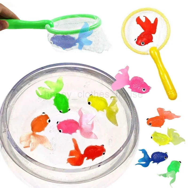 Childrens 6Pcs/Set Kaii Simulation Rubber Goldfish Baby Bath Water Play Games Toys for Kids Toddlers Bathing Shower GiftsXJ241207