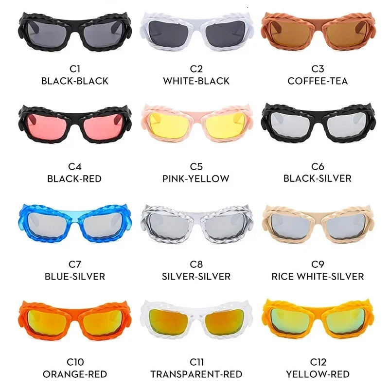 Steampunk Y2K Twisted Sunglasses Mens Fashionable Hip Hop Punk Sunglasses Mens Retro Sunglasses Gafas De Sol UV400 241206