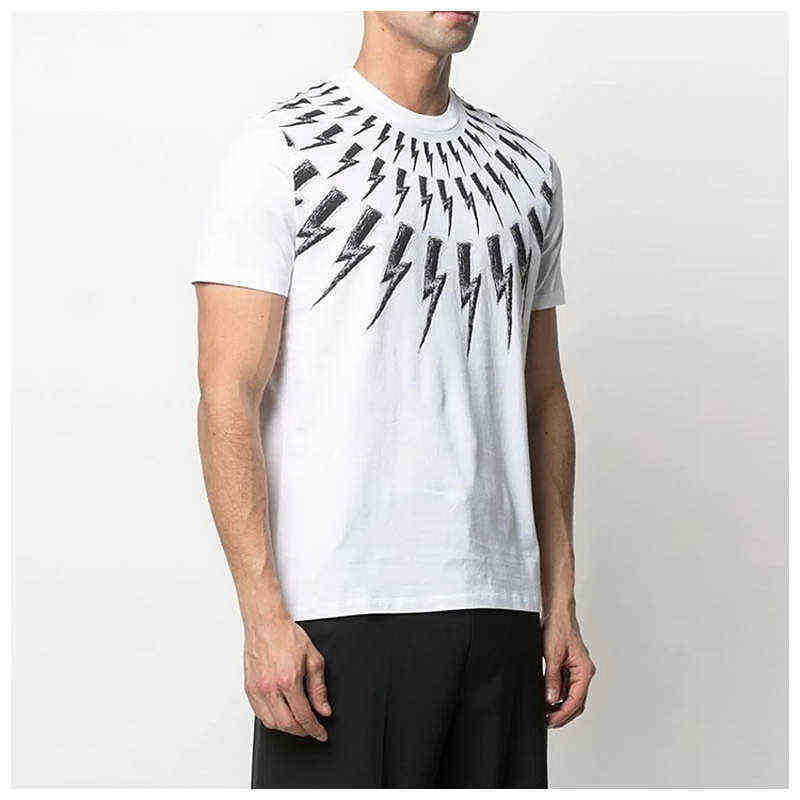 Mens T-Shirts European Street Style Neil Barrett Shirt New Lightning Series Short sleeved Tshirt 100% Cotton T Shirts Top for Women Tees 2025 Fashion