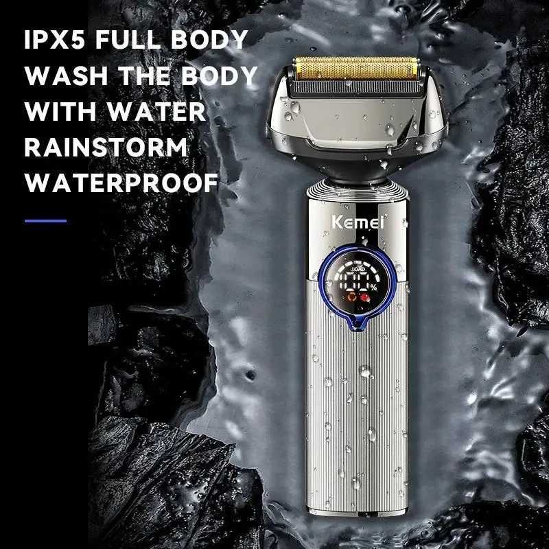 Kemei 4 In 1 Wet Dry Electric Shaver For Men Beard Trimmer Nose ear Electric Razor Washable 3D Face shaving machine rechargeableXJ241207