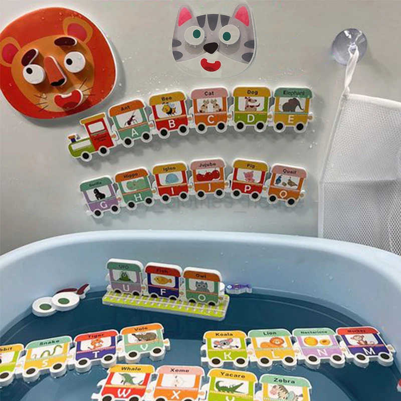 Baby Train Bath Toys Soft EVA Letter Puzzle Animals Alphanumeric Bathtub Water Toy Early Educational Kids Floating Bathroom ToysXJ241207