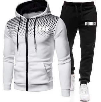 Men's Tracksuits Men's fleece sweatshirt sweatpants set Spring and autumn leisure polka dot zipper sportswear men's hoodie set T241206