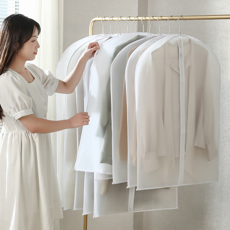 Dry cleaners clothing dust covers transparent coats suit bags wardrobes storage clothes hanging pockets home wholesale