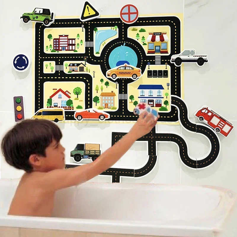 Baby Bath Toys Vehicles Cognitive Floating Toy Foam EVA Puzzle Bathing Toys for Kids Children Bathroom Play Water Game ToysXJ241207