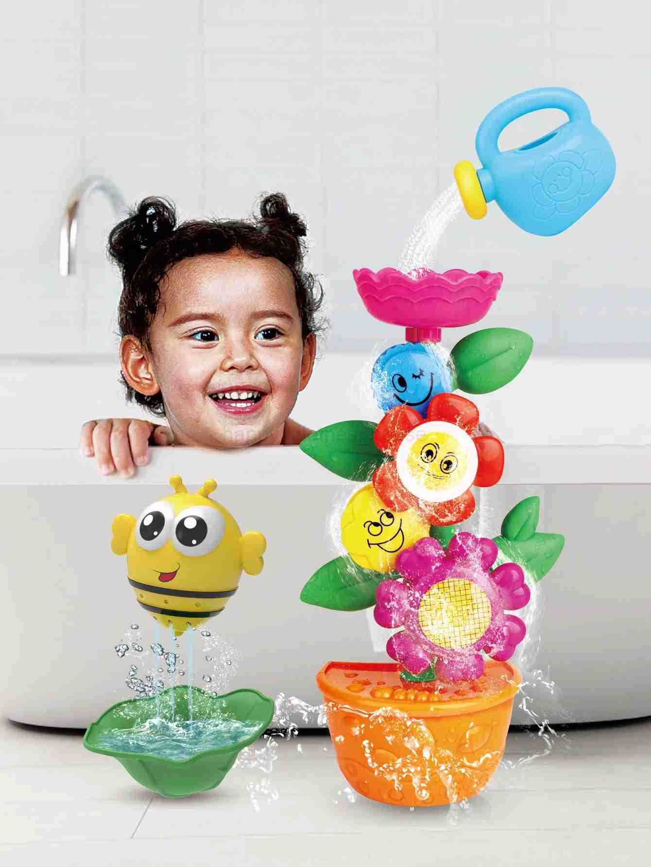 Bathroom Toys Series Little bees can store water leaks with a shower The flowers will turnXJ241207