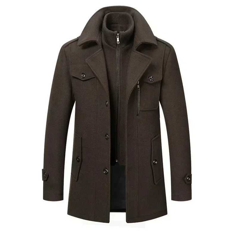 Autumn/Winter Mens Business Wool Coat Fashion Double layer Cold resistant Wool Coat High quality Wool Coat Size 5XL X2412071