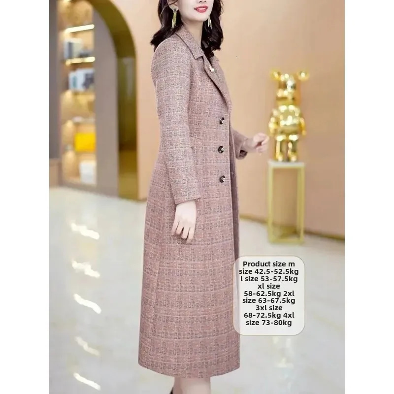 Elegant Slimming MiddleLength Woolen Jacket For Women Arrival 2024 AutumnWinter Fashionable Stylish AgeReducing Overcoat 241202