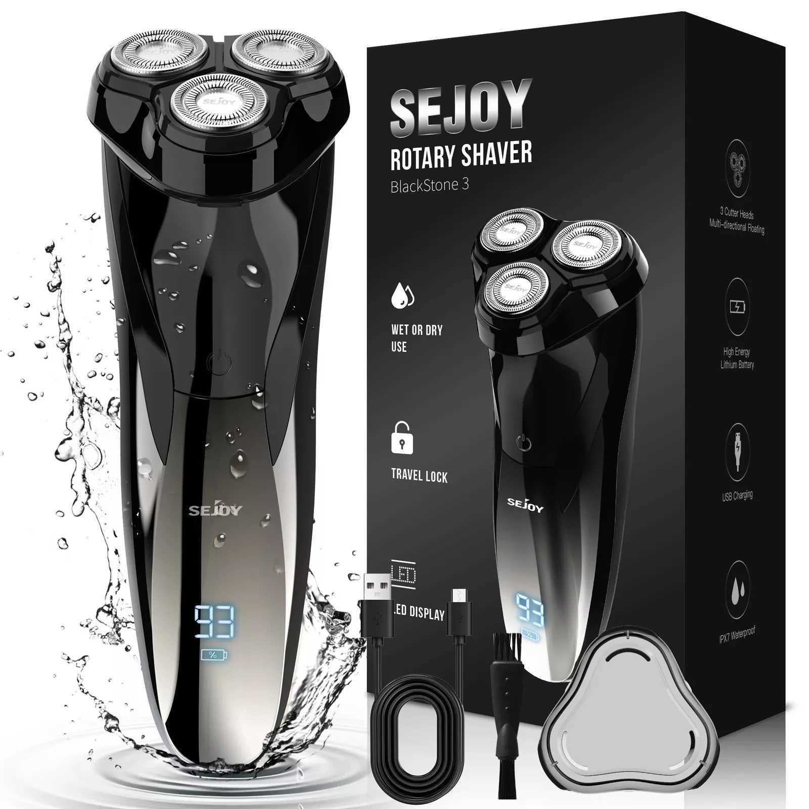 SEJOY Cordless Electric Razor Mens Electric Shavers Rechargeable Wet Dry Shaving Machines Pop Up Trimmer for TravelXJ241207