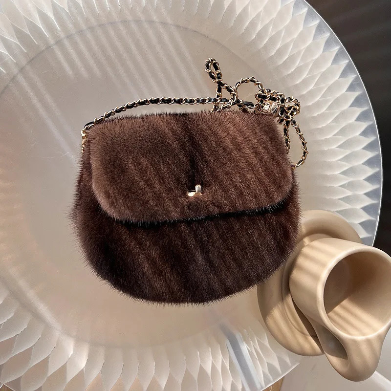 mink womens bag winter handbag womens cross body single cross body shoulder bag womens fluffy evening bag 241206