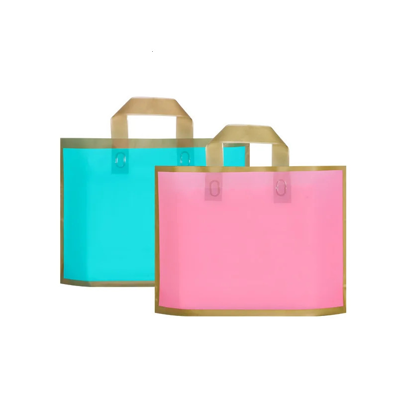 50 customized gold border frozen shopping bags plastic gift bags clothing packaging bags printing monochrome 241206
