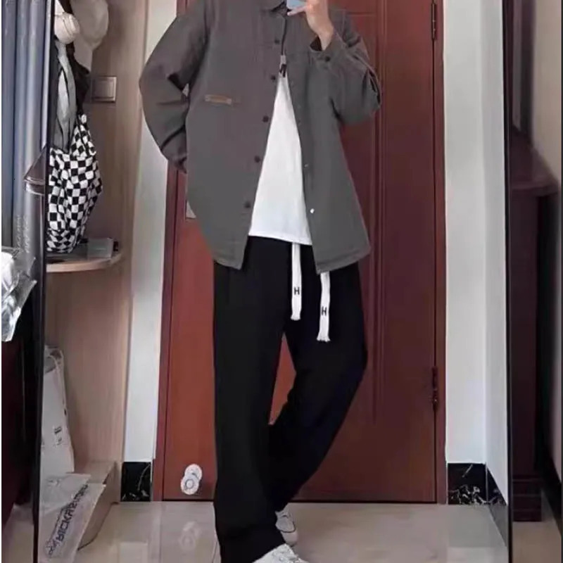 Spring and Autumn Fashion Pants Mens Loose Straight Leg Casual Trend 241206