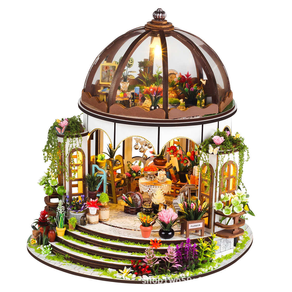 New Diy House Diy Cabin Hanging Garden Building Model Miniature Hand-assembled Creative Wooden Doll House For Christmas Y241207