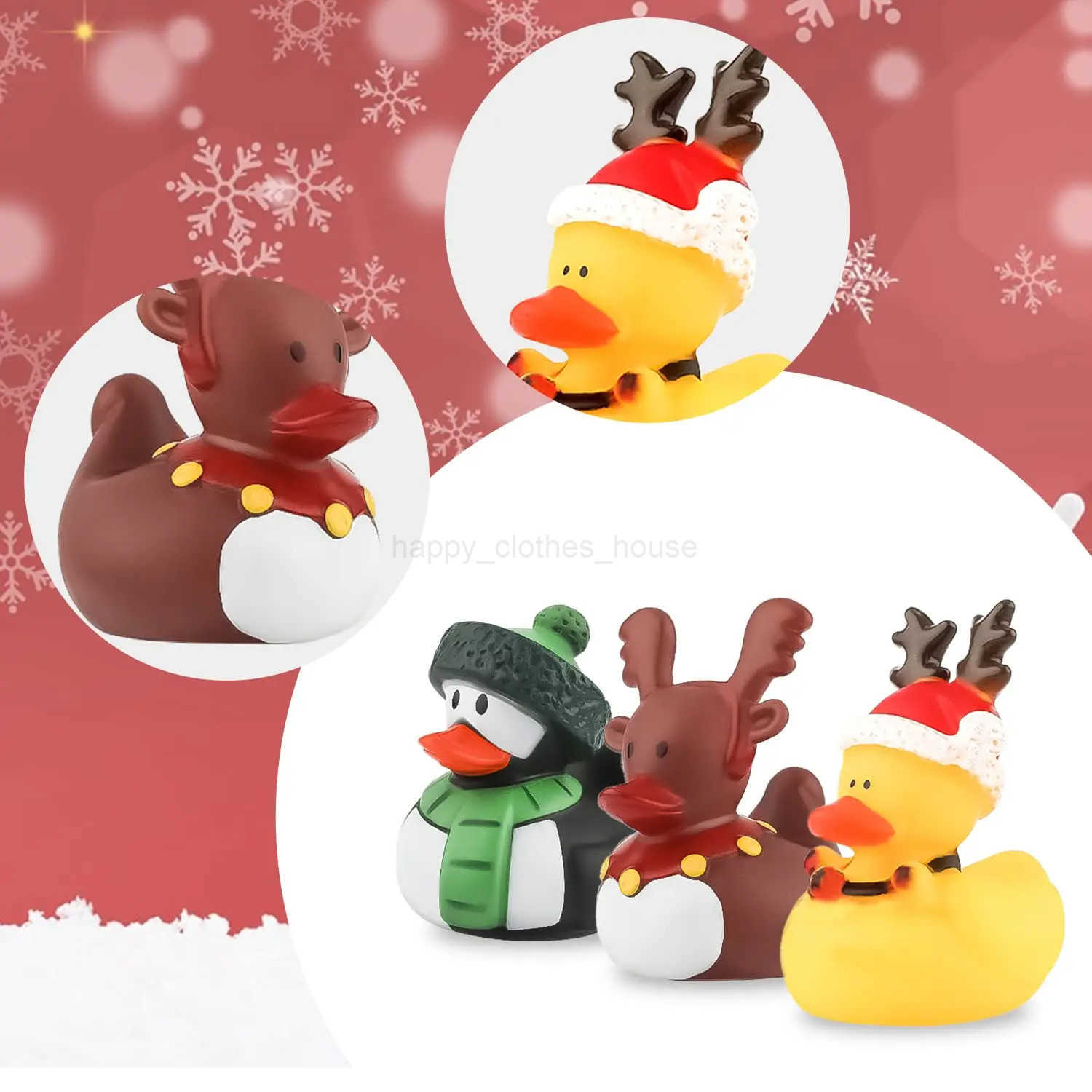 2/6/12PC Christmas Rubber Ducks Rubber Ducky Toys Cute Holiday Rubber Ducks Ducking for Holiday Celebrations ParXJ241207