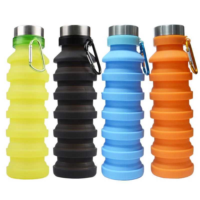 550ML Water Reusable Bisphenol A-Free Silicone Foldable Bottle Portable Hiking Cup Z260202