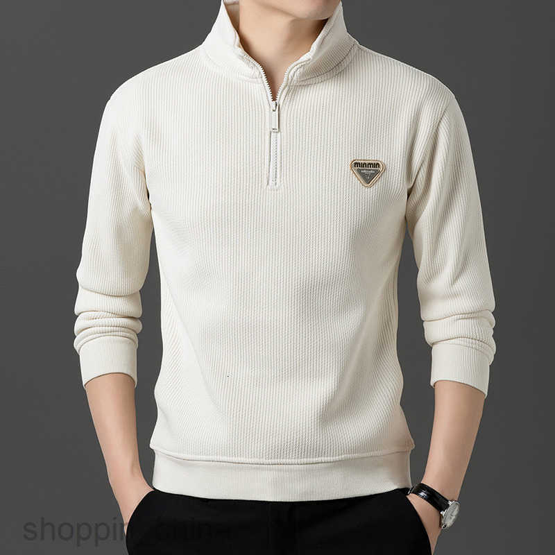 Men's Sweaters Thick semi high neck zipper knitted sweater with added velvet men autumn and winter fashion high-quality warm base sweater