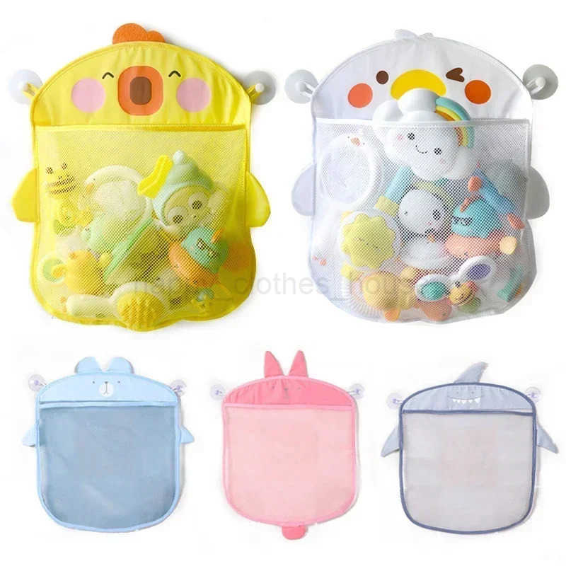 New Duck Baby Bathroom Mesh Bag Sucker Design for Bath Toys Kids Animal Shapes Cloth Sand Toys Storage Net Bag Bath ToyXJ241207