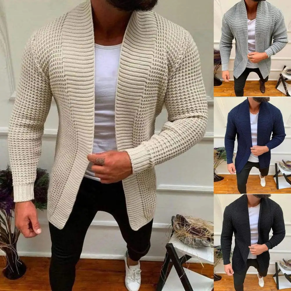 Mens striped knitted open front business casual long sleeved jacket spring and autumn solid color fashion mens haired 241206