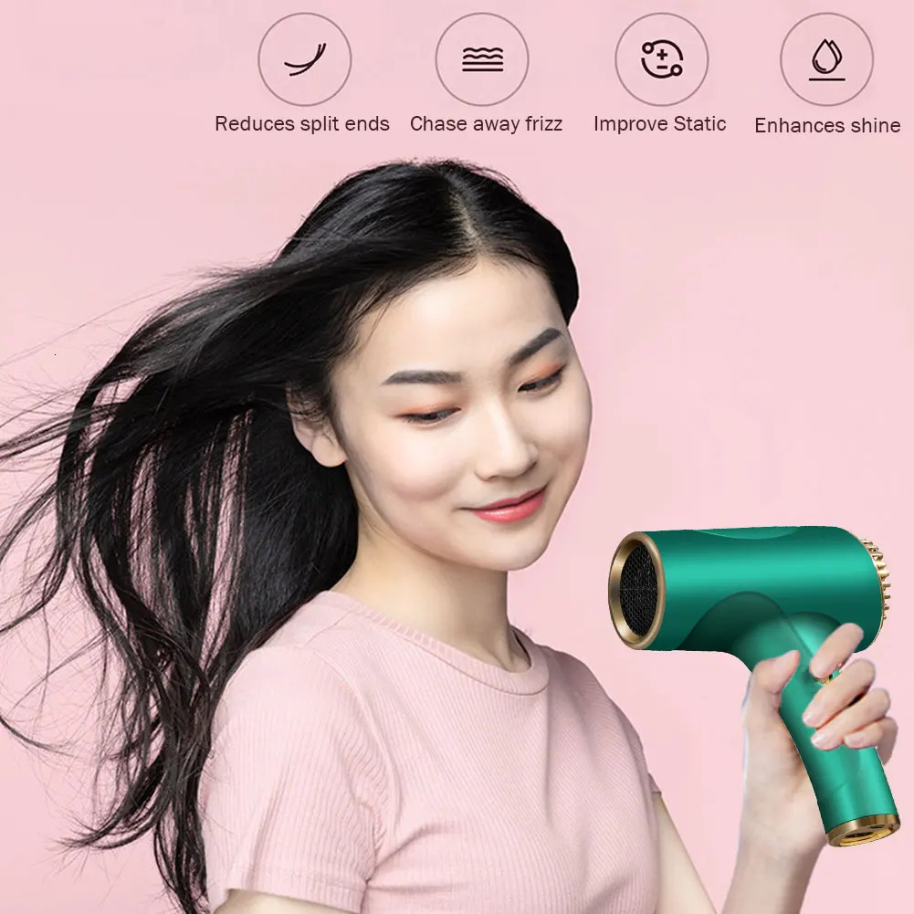 Portable Hair Dryer 2600mah Cordless Lonic Hair Dryer 40500W USB Rechargeable Powerful 2 Gears for Travel Home Dormitory 241206