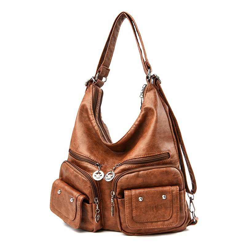 Women's with multiple pockets, 2021 new PU mom bag, hand-held single shoulder diagonal cross bag