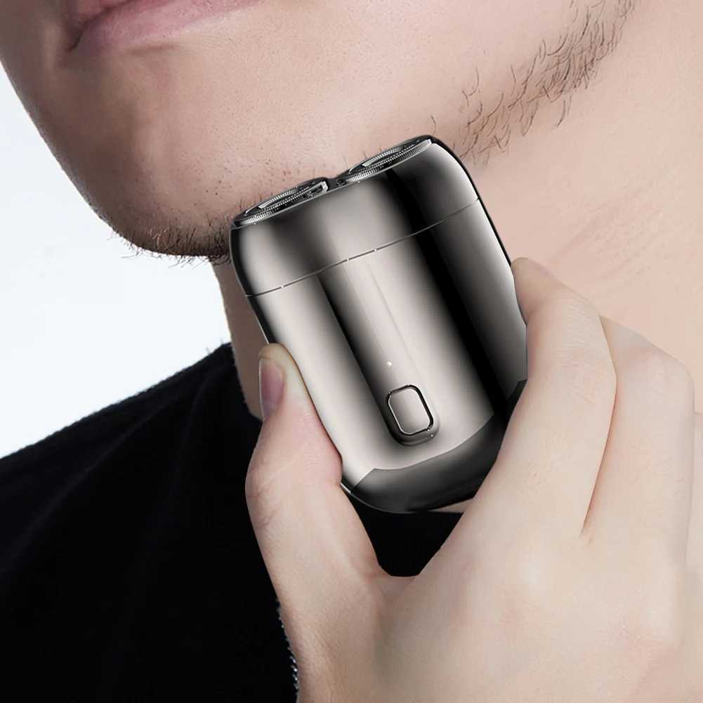 Mini Electric Shaver Double Head Electric Razor Waterproof Pocket Razor Rechargeable Travel Shaver Magnetic Beard TrimmerXJ241207