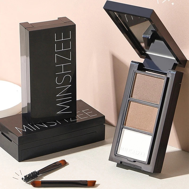 3-Color Eyebrow Powder Palette Cosmetic Eye Brow Enhancer Eye Shadow Eyeliner Contour All In One Makeup With Brush Mirror Box 241206