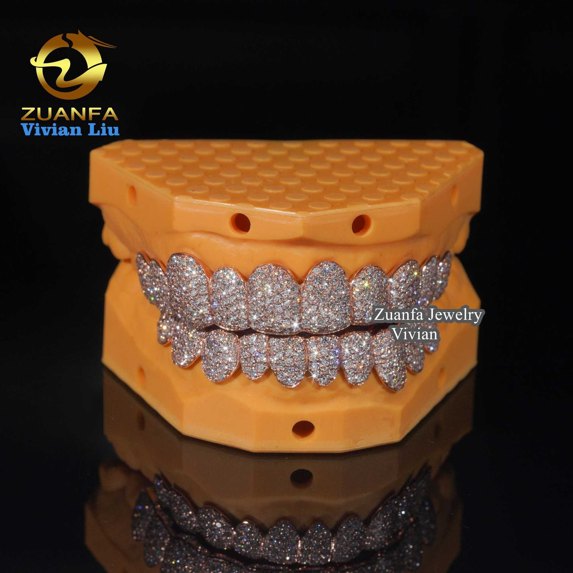 Hip Hop Jewelry Custom Silver 10K 14K 18K Real Gold Grillz Iced Out vvs Moissanite Lab Diamond HPHT Natural Diamond Grillz