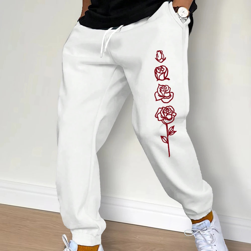 Mens printed clothing Trouser Drawstring casual pants sports autumn and winter jogging fitness 241206