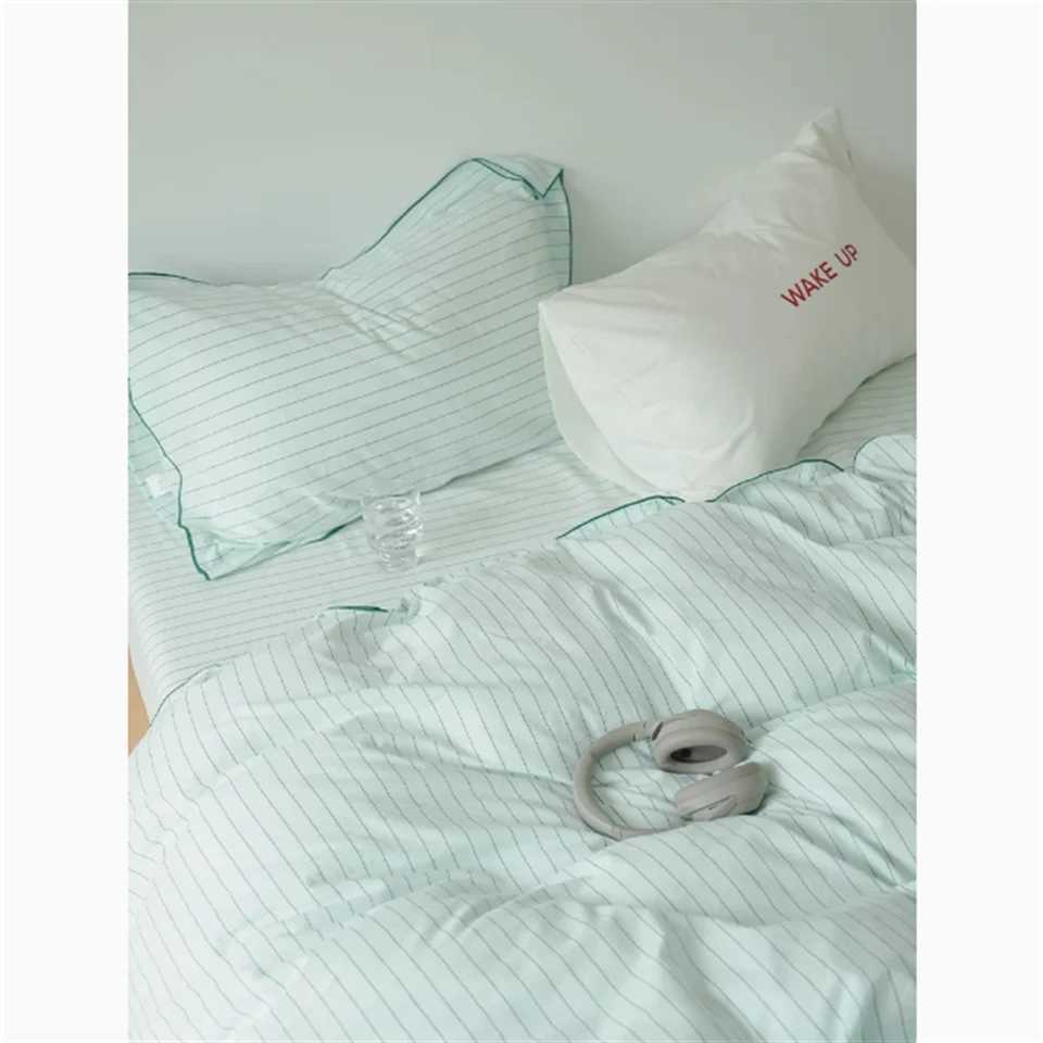 Korean INS Cream Style Bedding Set Solid Color Soft Bed Flat Sheet case Adult Single Twin Full Queen Size Duvet Cover SetsC250122