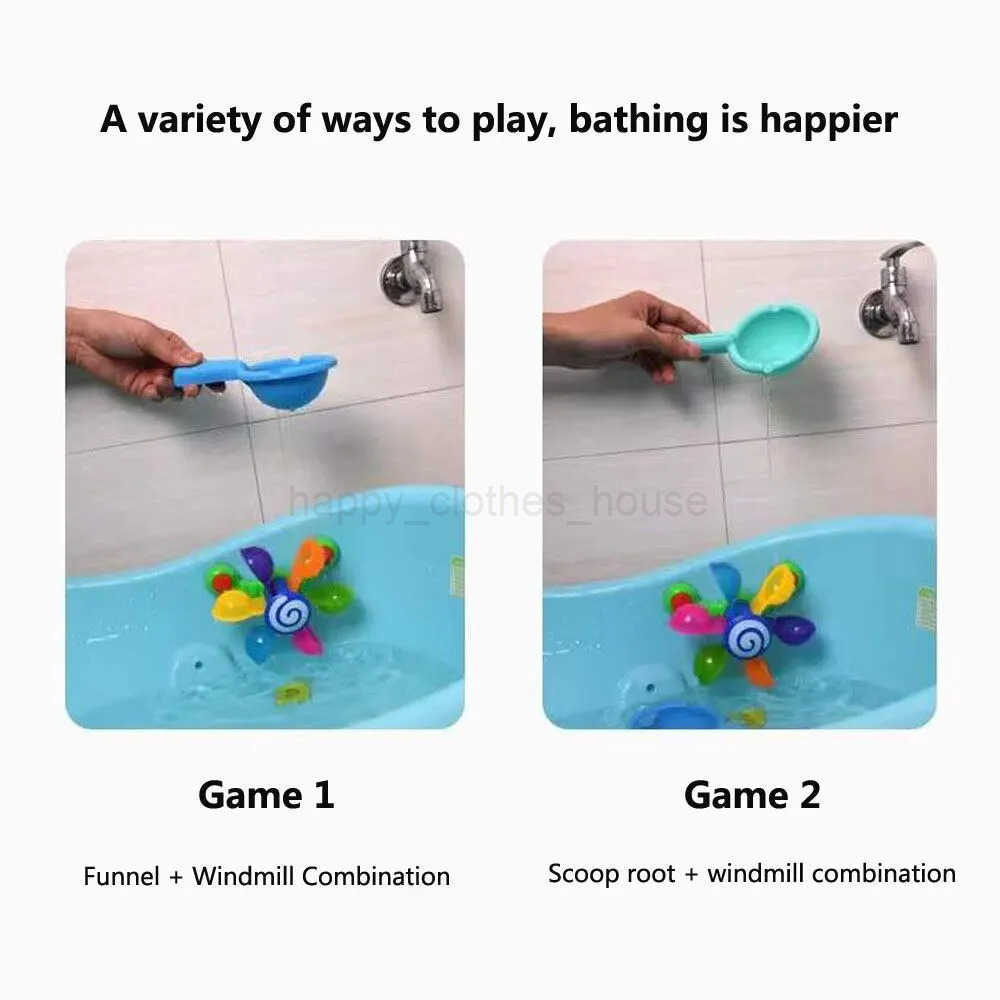 Colorful Waterwheel Bathing Sucker Baby Bath Toys Bathtub Water Spray Play Set Shower Sprinkler Toy For KidsXJ241207