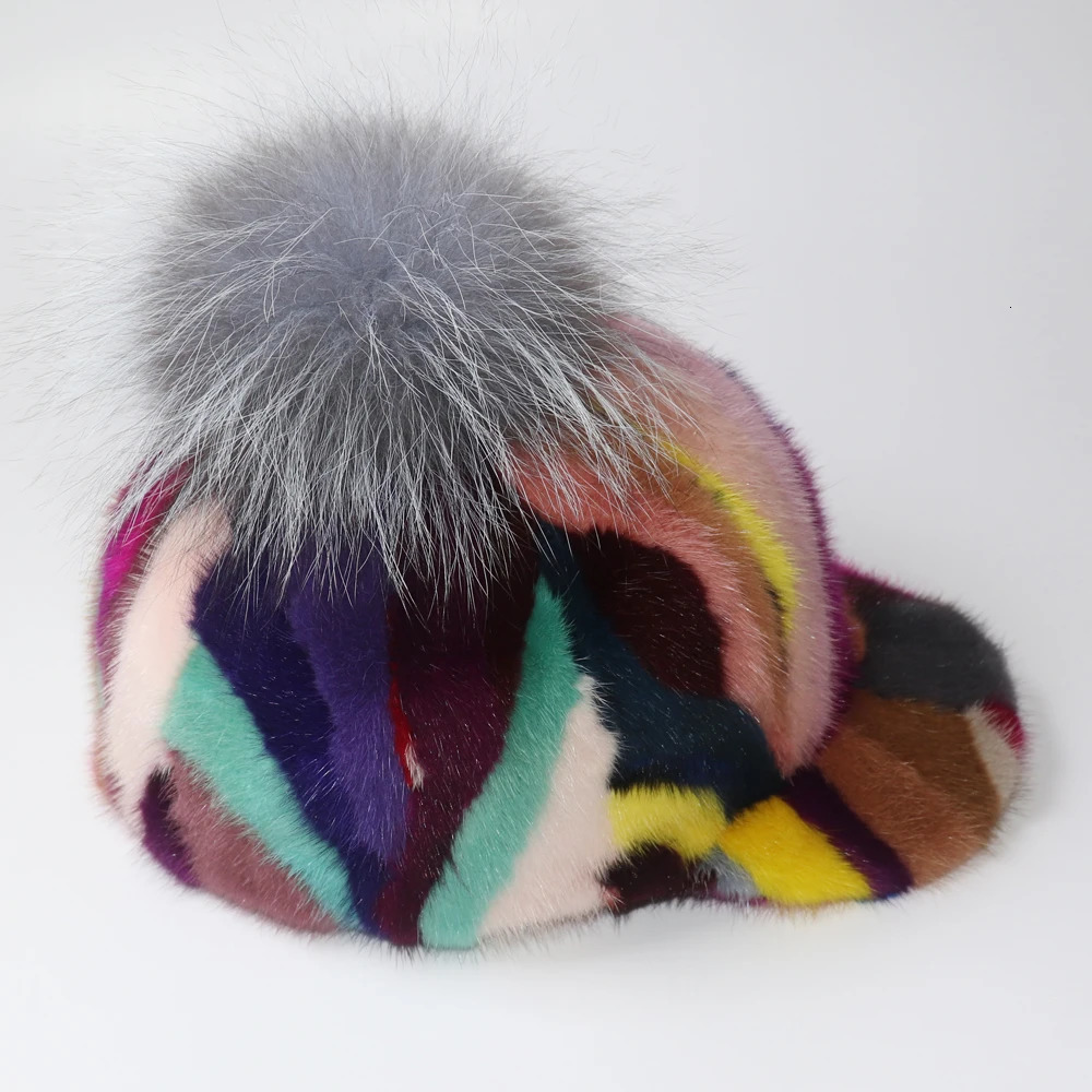 womens genuine natural mink fur hat adult handmade warm winter baseball hat womens elegant and fashionable warm hat 241206
