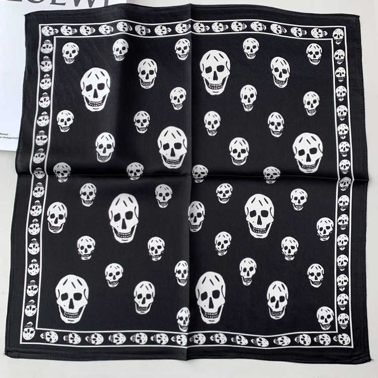 2025 new fashion ghost head skull 53cm silk scarf small square scarf Female Spring and autumn mulberry silk decoration all match silk scarf H241207