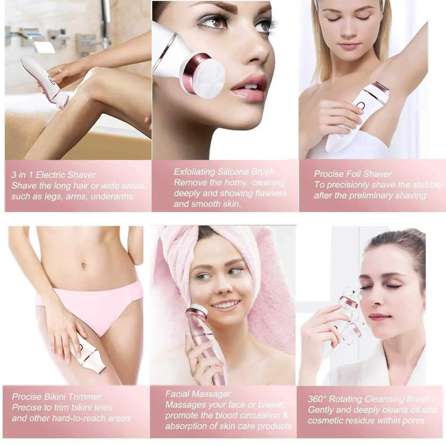 Kemei KM-7202 Lady Body Scraping Shaver Female Waterproof Razor Hair Shaver Hair Remover Epilater And Face Wash 4 In 1XJ241207