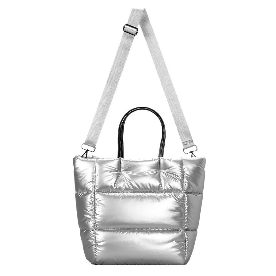 High end down big womens handbag winter contrasting color retro cloud shoulder bag womens space cushion jacket handbag 241205