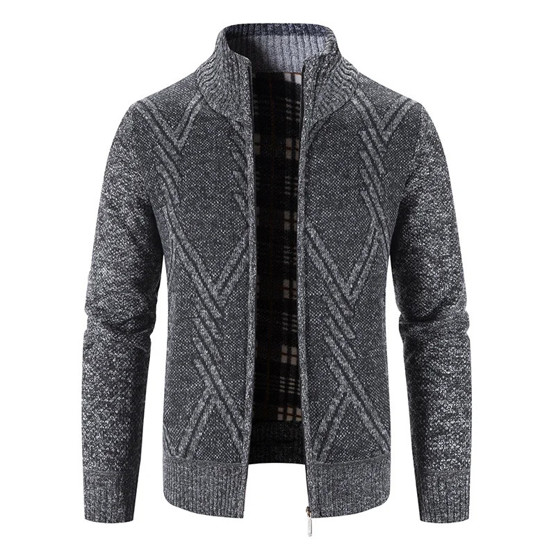 Classic mens sweater jacket casual down cardigan fashionable striped zipper long sleeved wool skydiving 241206