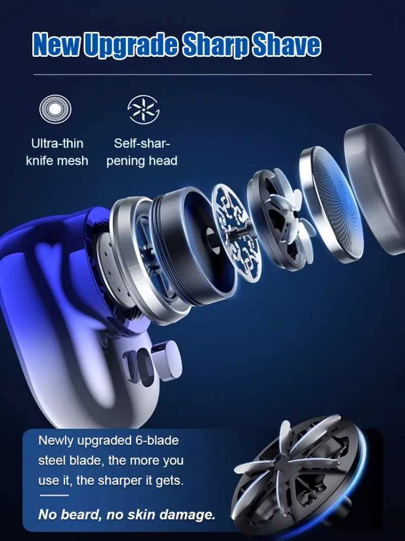 Mens portable electric razor small steel mini razor shaving travel rechargeable razorXJ241207