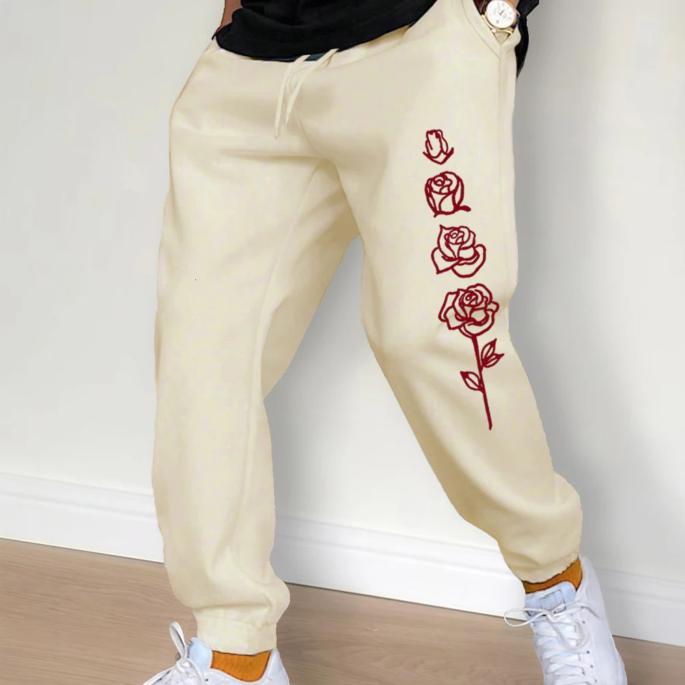 Mens printed clothing Trouser Drawstring casual pants sports autumn and winter jogging fitness 241206