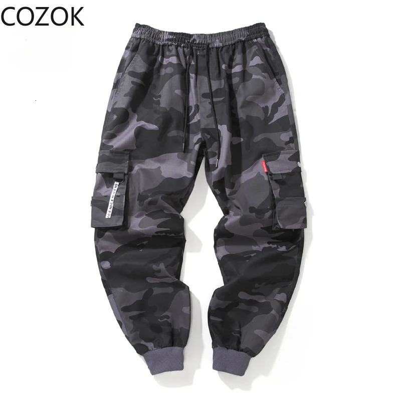 Camouflage cargo pants size 8XL suitable for mens slow runners featuring hiphop military camouflage cotton sports with large pockets and Anker 241206