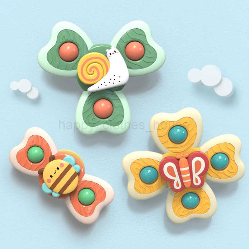 Suction Cup Spinning Top Toys Insects Sucker Spinner Toys For KidsWindow High Chair Tray Bath Table Airplane Travel ToyXJ241207