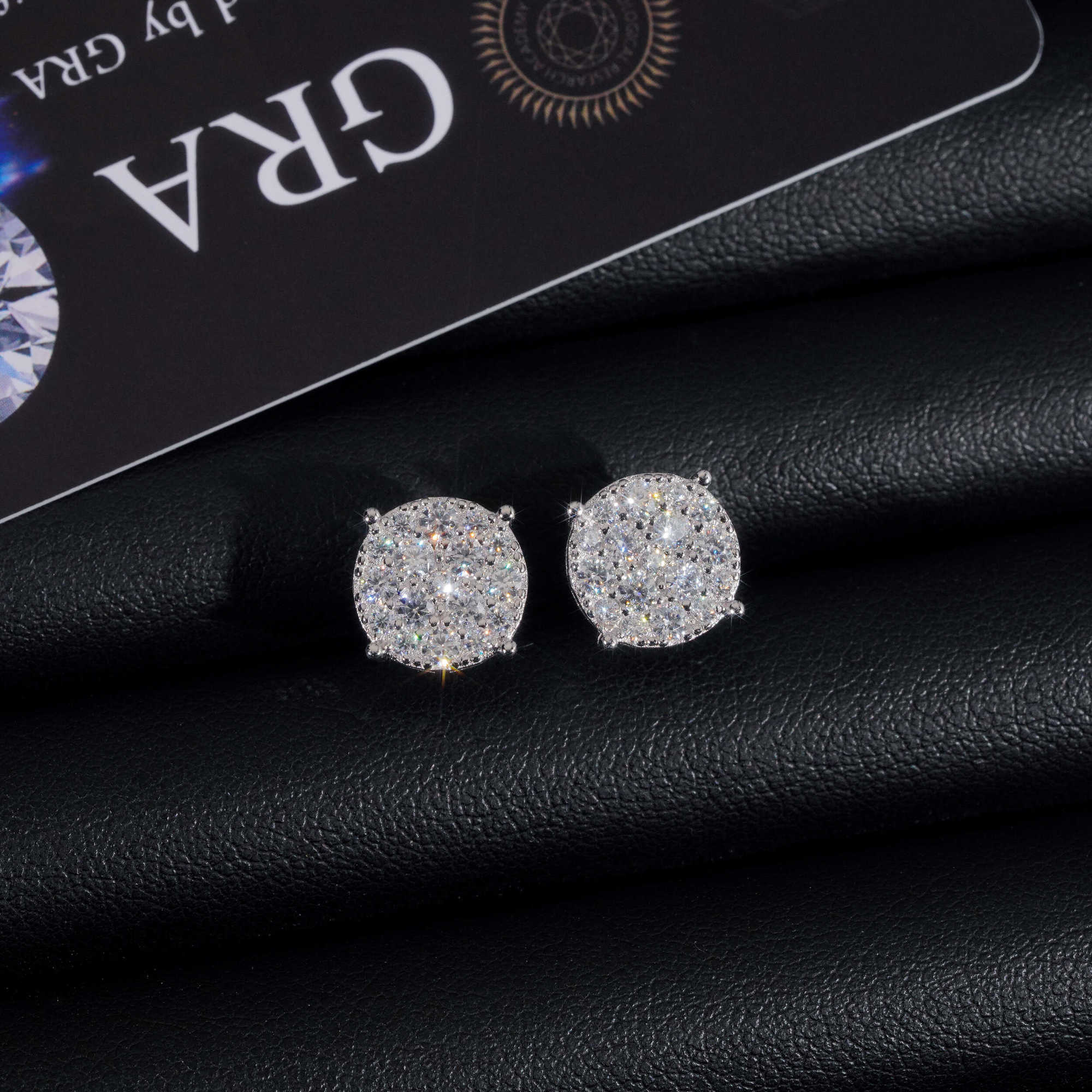 Pass Diamond Tester VVS Fully Moissanite Ear Stud 925 Sterling Silver Men Women Iced Out Moissanite Diamond Earrings