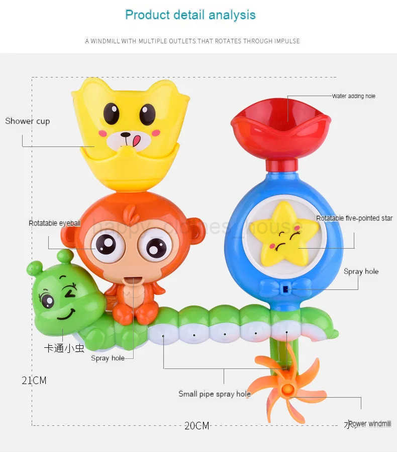 New Baby Bath Toy Wall Sunction CupTrack Water Games Children Bathroom Monkey Caterpilla Bath Shower Toy for Kids Birthday GiftsXJ241207